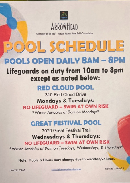 2023 pool schedule
