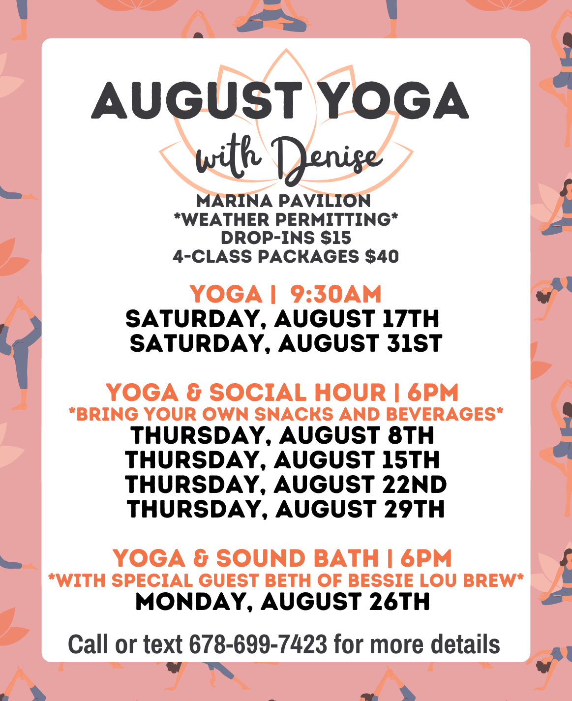 2024 August Yoga Schedule