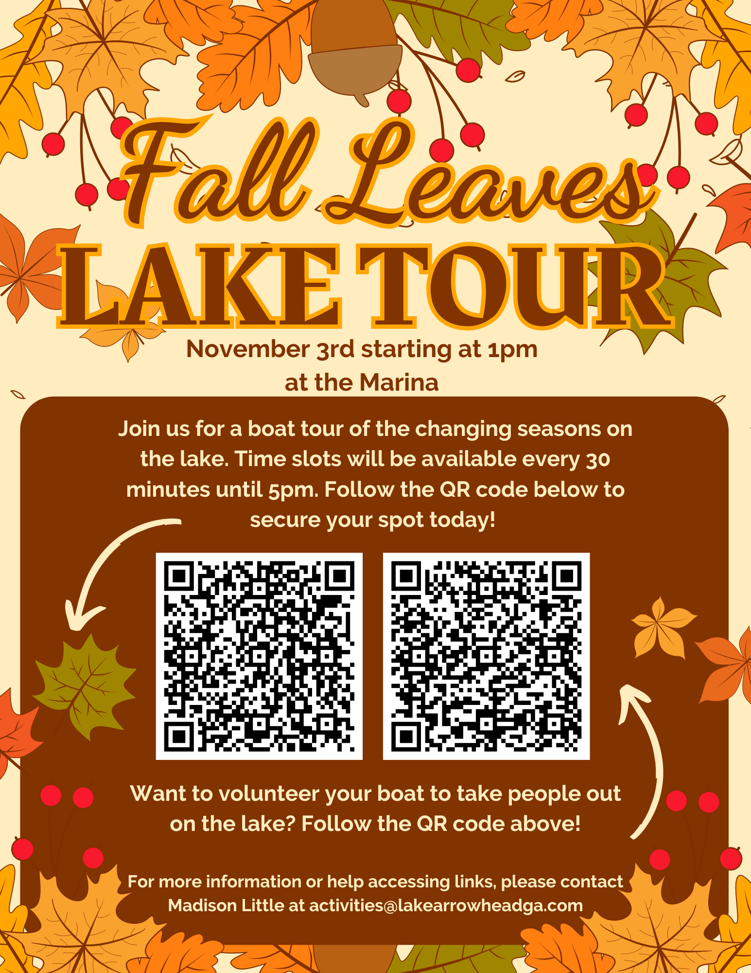 2024 Fall Leaves Lake Tour November 3rd with QR codes