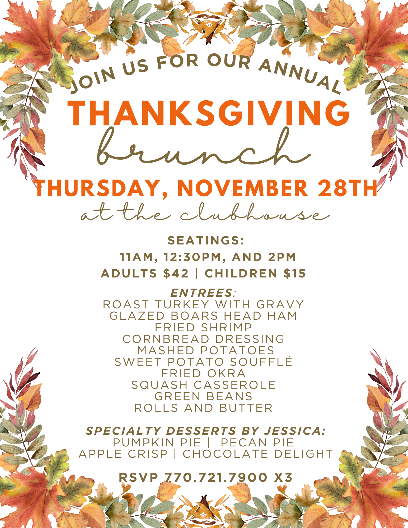 2024 Thanksgiving Brunch November 28th 