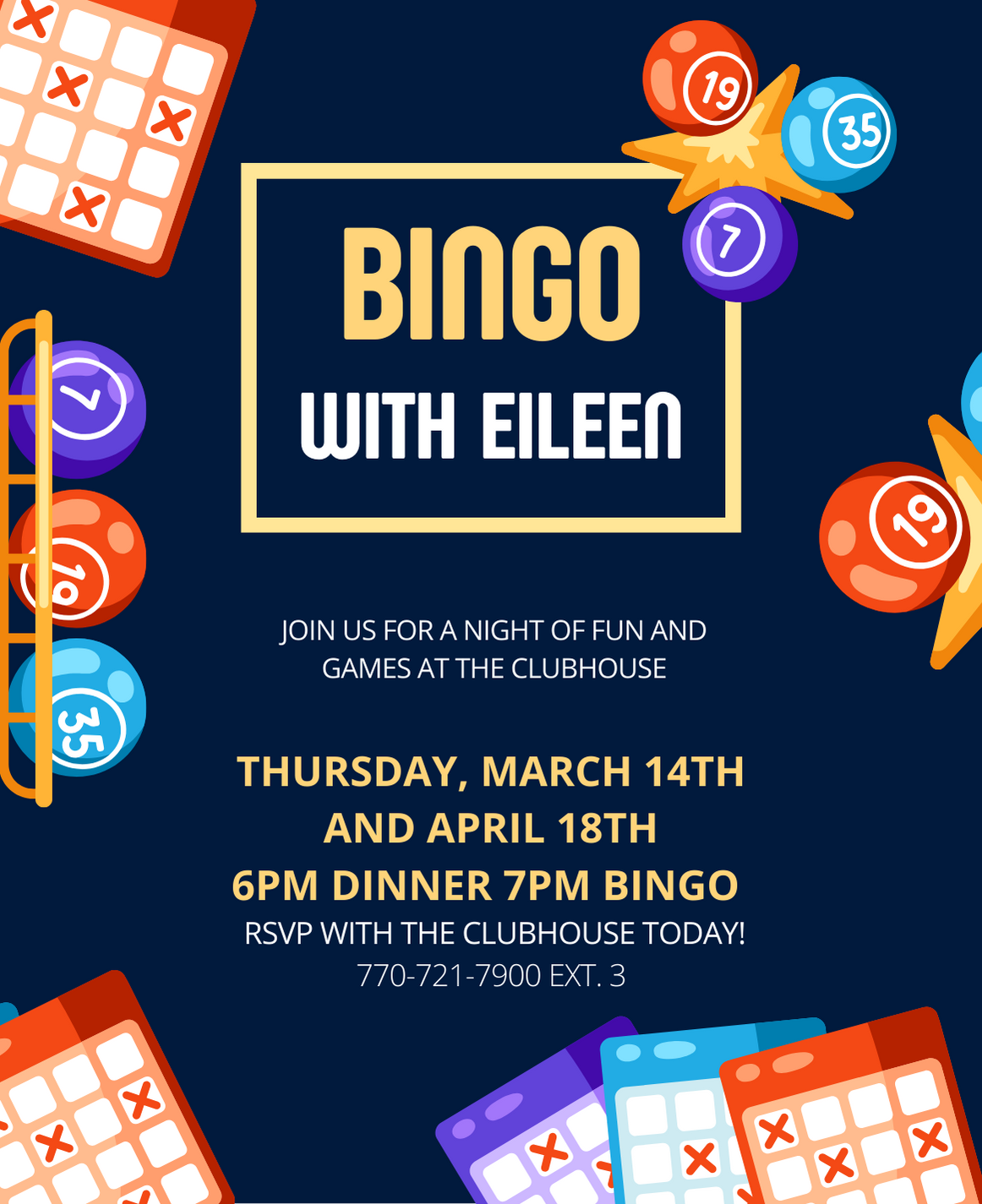 Bingo with Eileen March and April