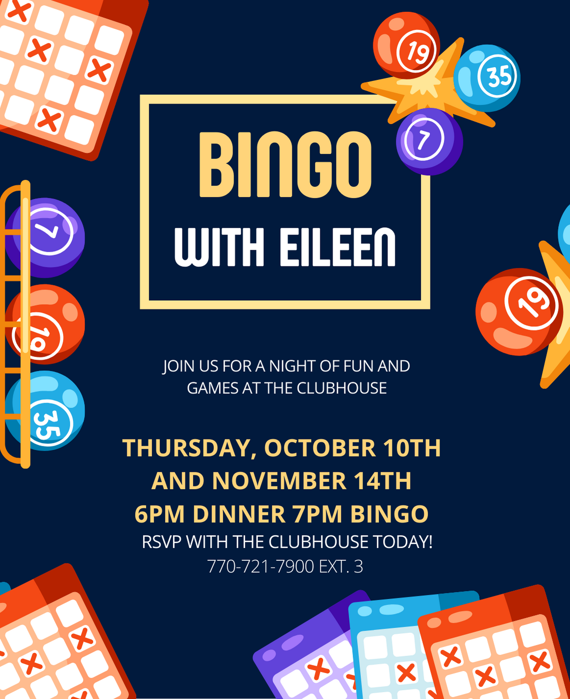 Bingo with Eileen October and November