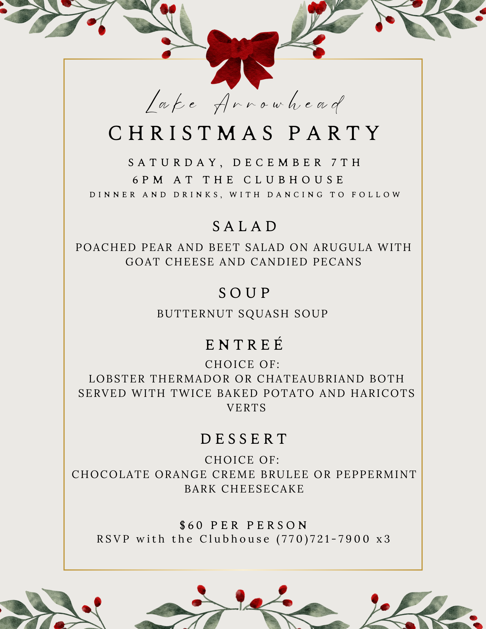 Lake Arrowhead Christmas Party December 7th