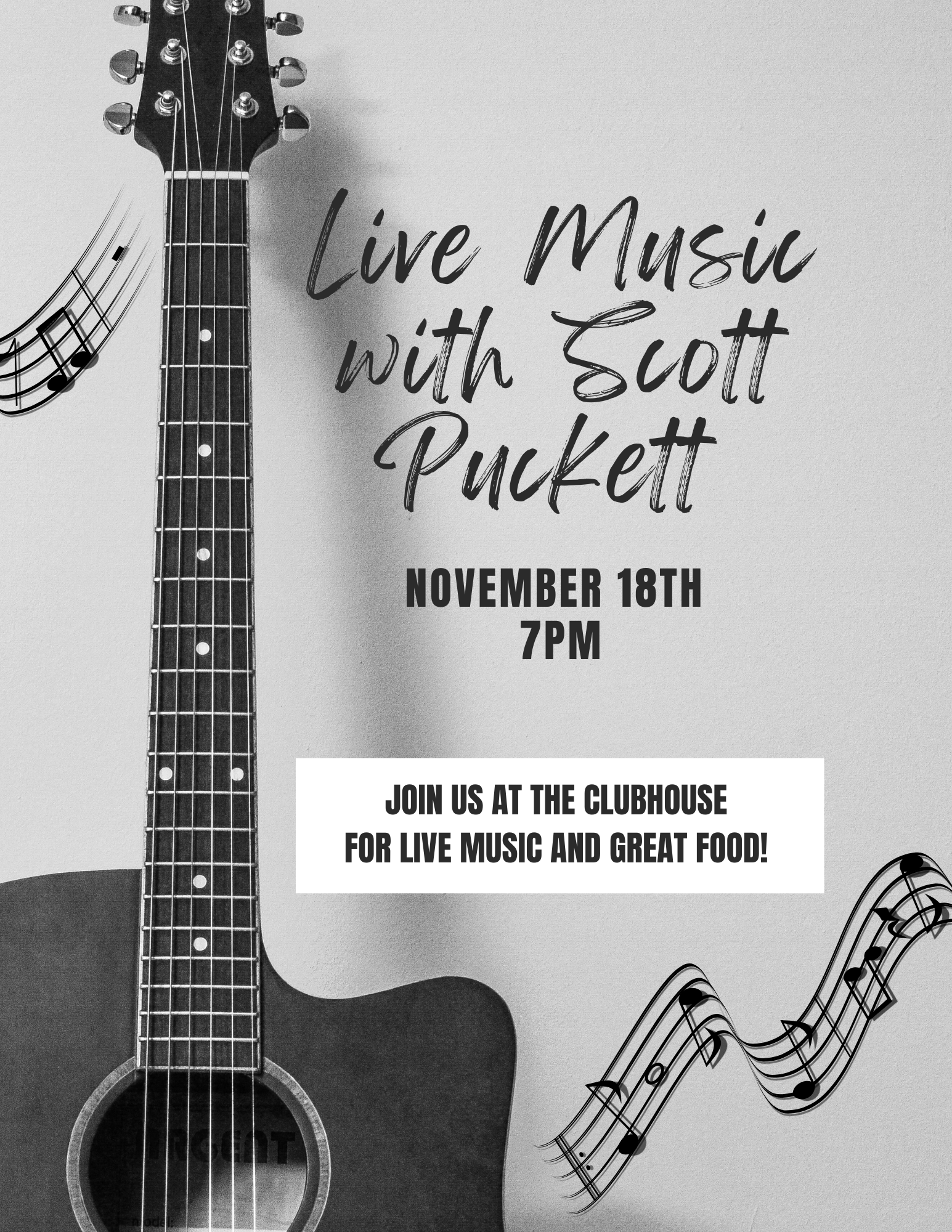 Live Music with Scott Puckett November 18th