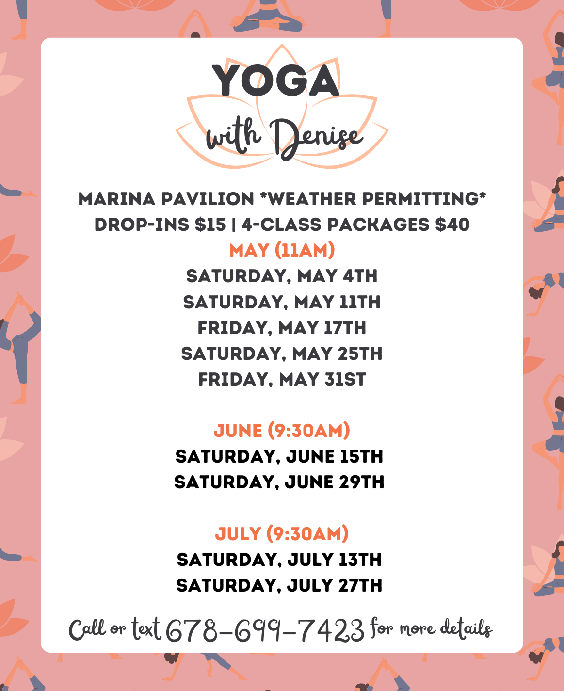 May July Yoga Schedule