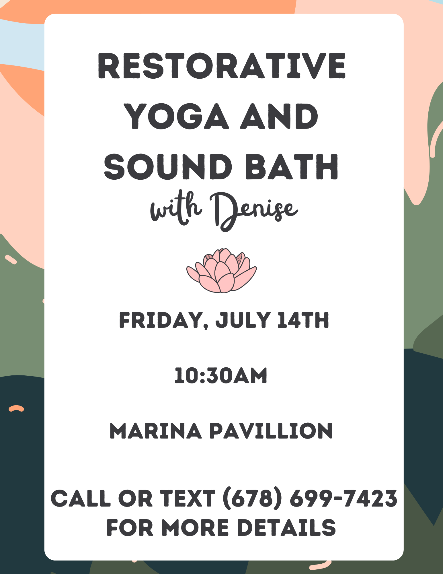 Restorative Yoga and sound bath july 14th 