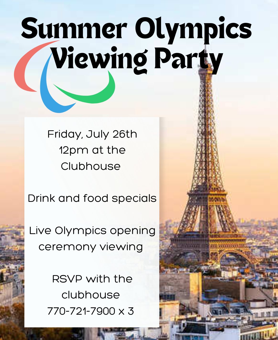 Summer Olympics Viewing Party July 26th
