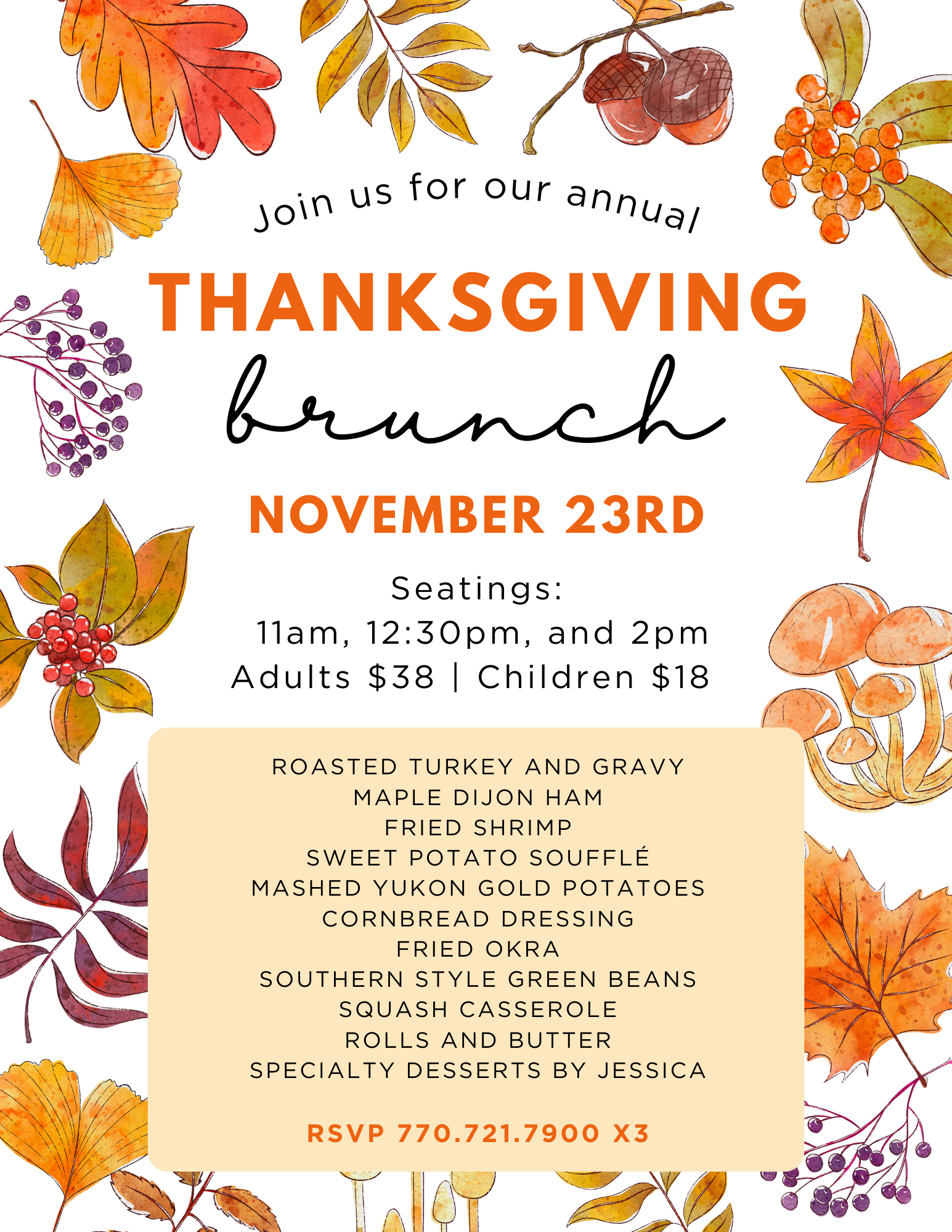 Thanksgiving Brunch November 23rd